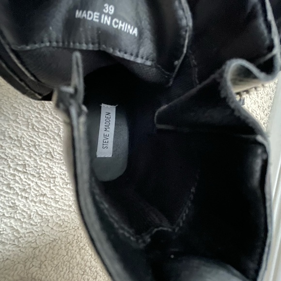 Black Leather Steve Madden Combat Boots - Picture 6 of 8